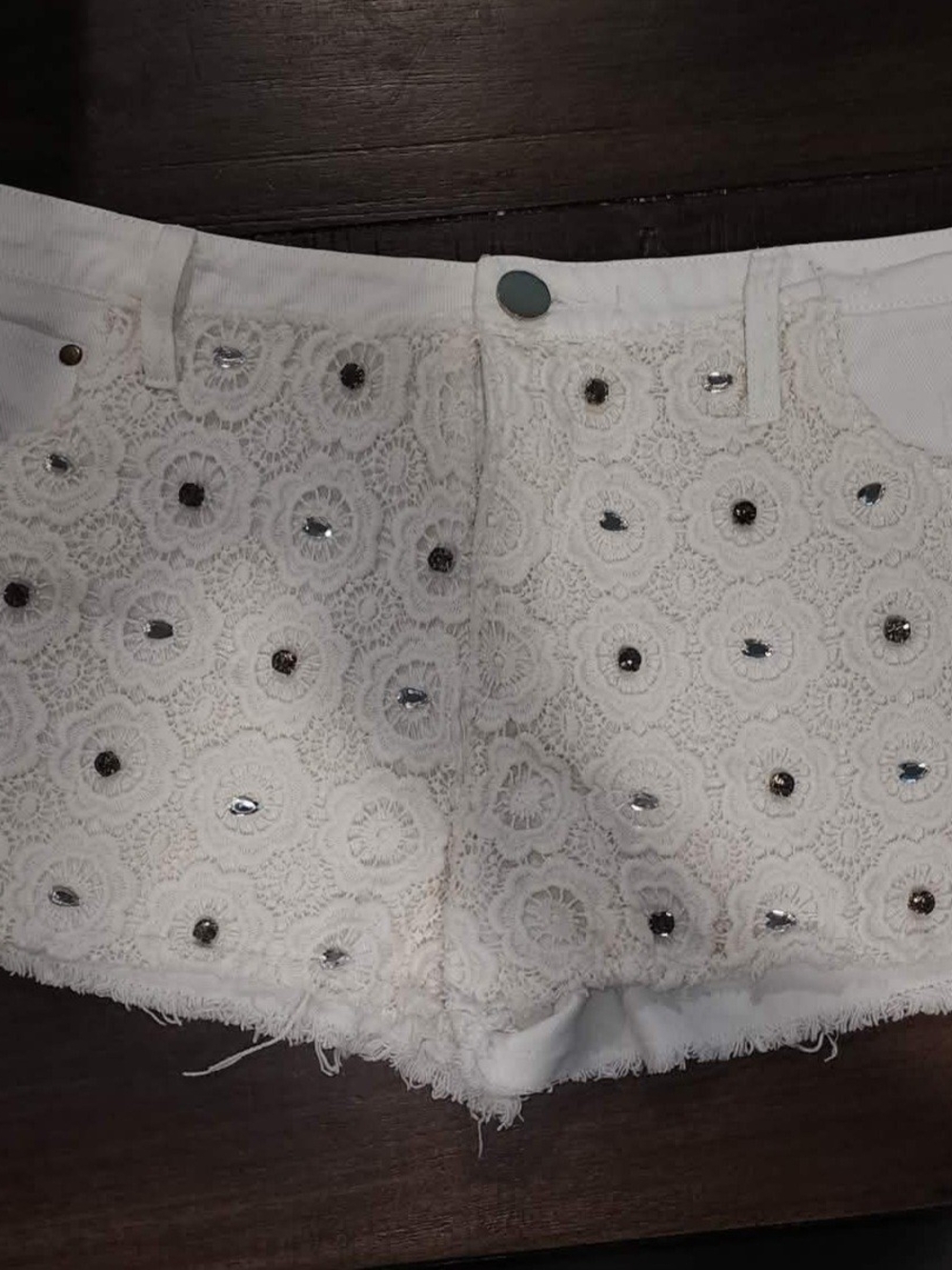 White Embellished Boutique Crochet Lace Women's Shorts- Please Read Description